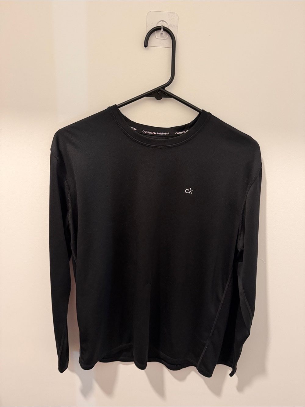 Calvin Klein Black Long Sleeve Crew Neck Tee with 'ck' Logo